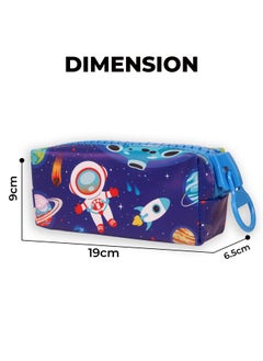 Wishkey WISHKEY Space Theme Pencil Pouch for Kids, Stylish Zipper Pencil Box for Storing Stationery Items, Large Capacity Stationery Organizer Pouch for School Students, (Pack of 1, Blue)  - Image 3