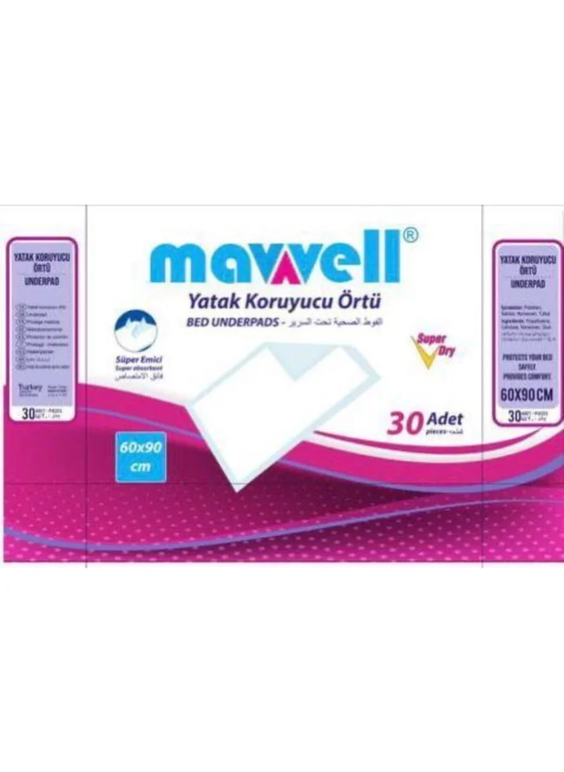 Mavvell Patient Diaper Bed Protector 60X90 cm 30 Pieces 3 Pack 90 Pieces