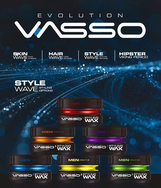 Vasso Hair Styling Wax Baller Blue 150 ml Strong Hold Maximum Control Hair Styling Wax For Men Shine Look Bubblegum Scent Hair Gel Wax