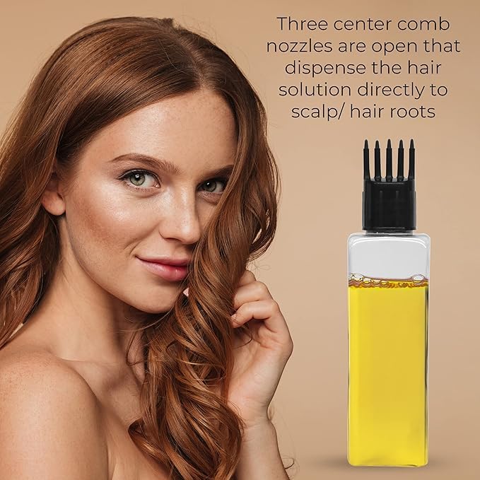 Mclear Root Comb Applicator Empty Rectangular Bottle, Ounce Applicator Bottle for Hair Oil Shampoo Medicine & Dye Bottle Applicator Brush Bottle, for Hair Root Comb Transparent Applicator, Pack Of 1 - Image 3