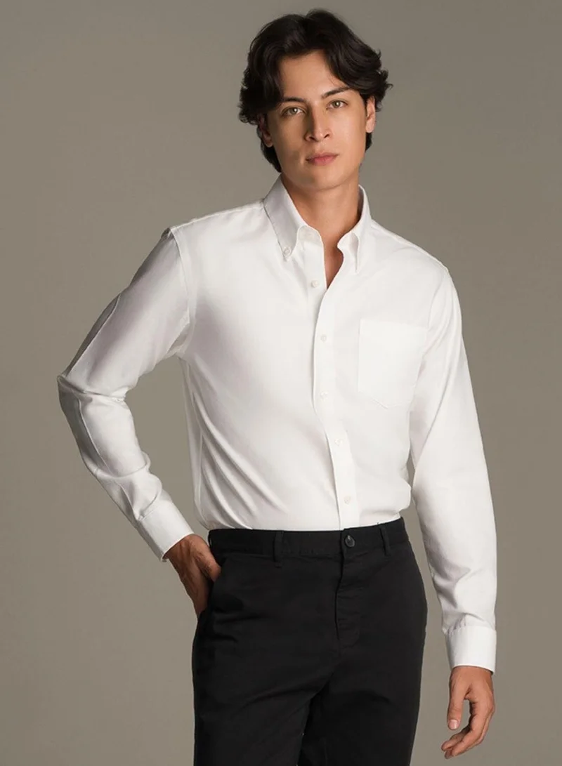Men's Wrinkle-Free Cotton Oxford Long Sleeve Shirt