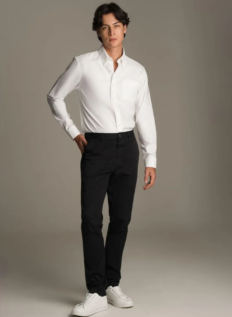 جيوردانو قميص أكسفورد قطني بأكمام طويلة مقاوم للتجعد للرجال