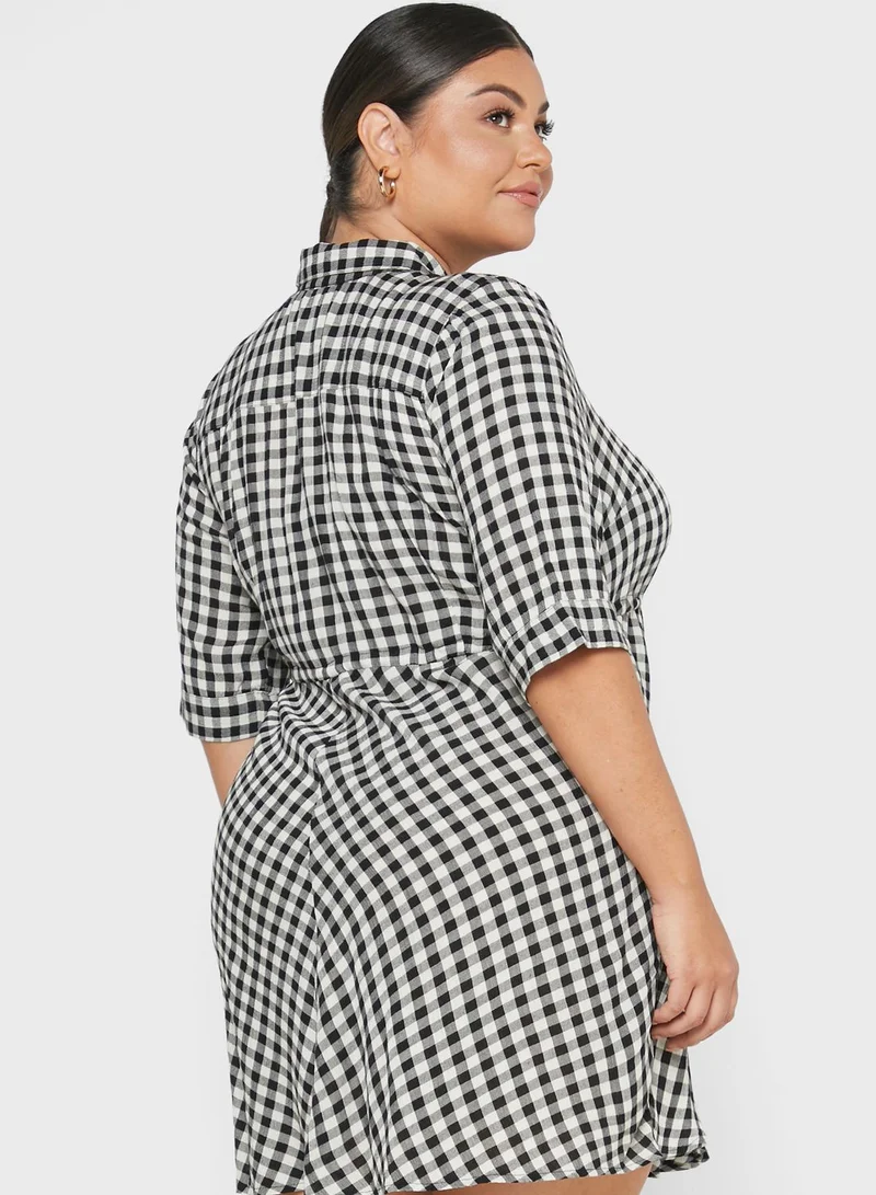 Zizzi Checked Shirt Dress