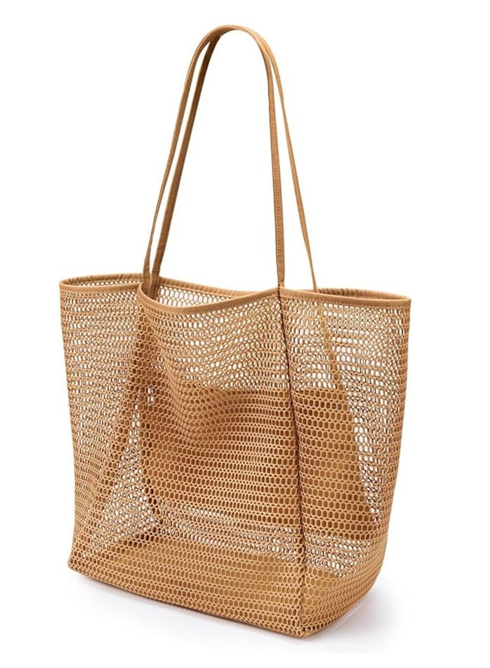 Generic Women's Mesh Beach Tote Bag, Mesh Beach Bag, Suitable for Swimming Pool Vacation Beach Essential, Foldable Beach Bag - Image 1
