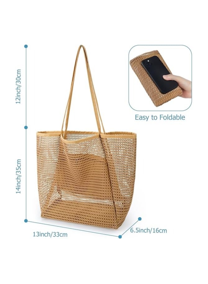 Generic Women's Mesh Beach Tote Bag, Mesh Beach Bag, Suitable for Swimming Pool Vacation Beach Essential, Foldable Beach Bag - Image 2