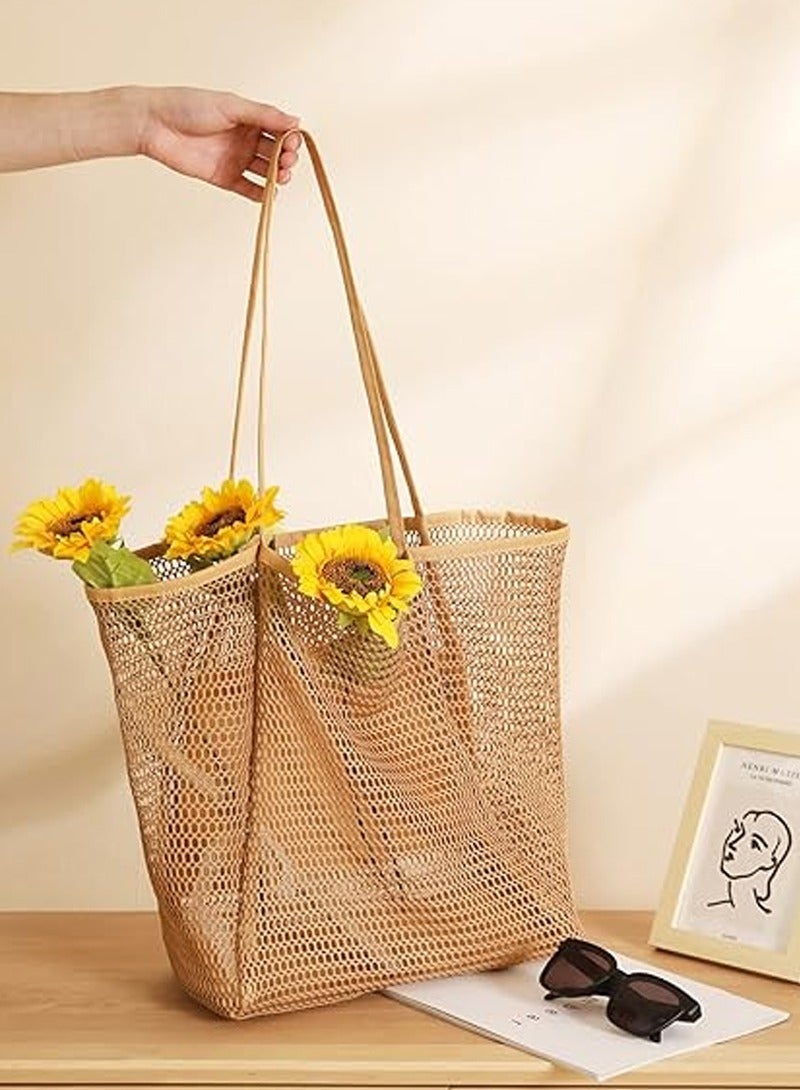 Generic Women's Mesh Beach Tote Bag, Mesh Beach Bag, Suitable for Swimming Pool Vacation Beach Essential, Foldable Beach Bag - Image 4