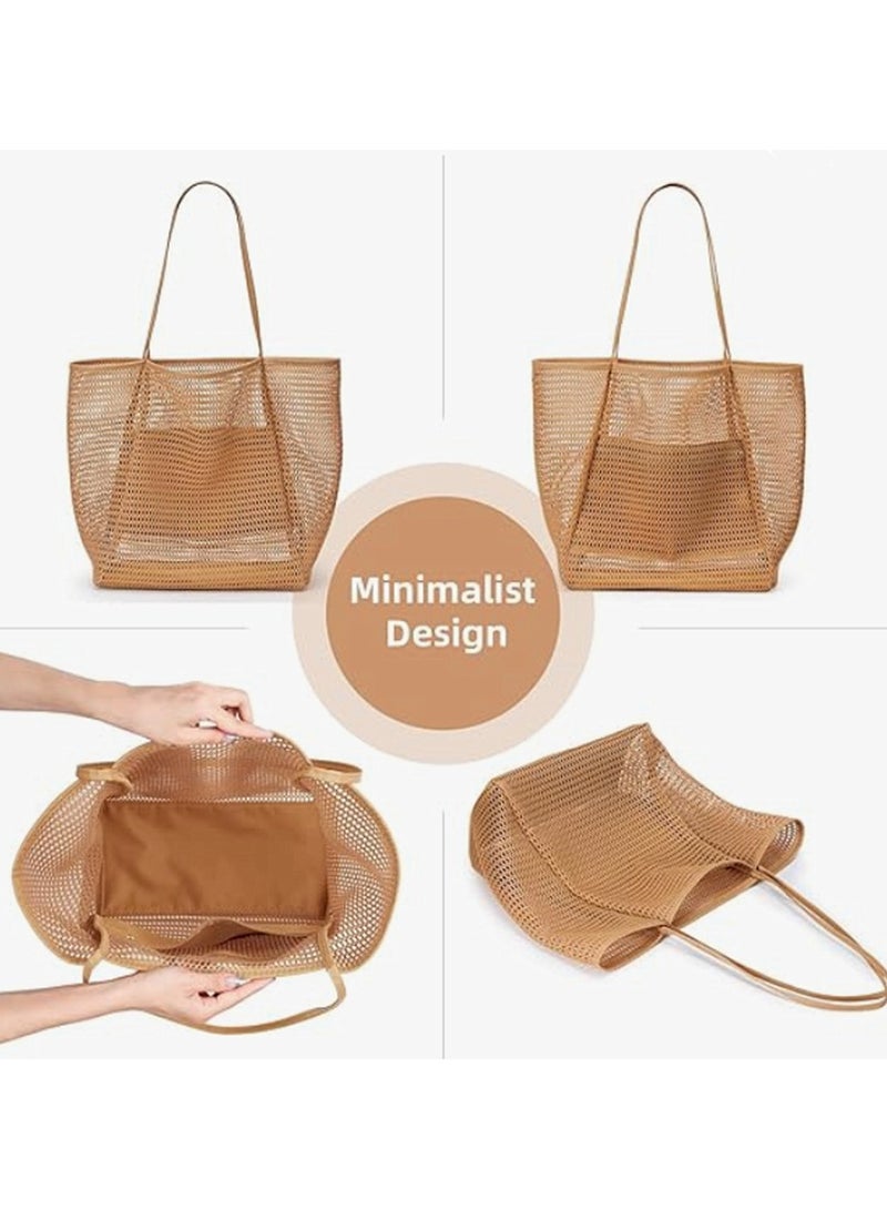 Generic Women's Mesh Beach Tote Bag, Mesh Beach Bag, Suitable for Swimming Pool Vacation Beach Essential, Foldable Beach Bag - Image 5