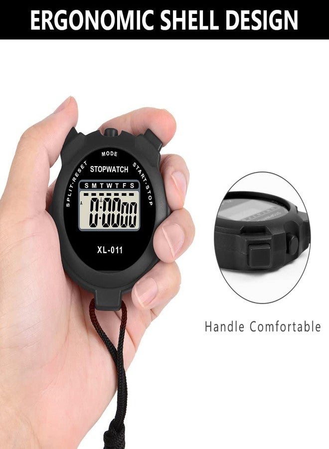Vicloon Digital Sports Timer, Simple Travel Stopwatch with Large Display, Single Lap Split Timer, 12/24 Hour Clock Alarm Date (Black) - Image 3