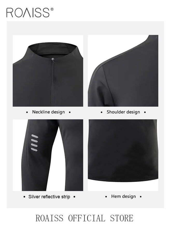 roaiss - Men Quick Dry and Breathable Round Neck Sweatshirt with Quarter Zip Long Sleeve Athletic Shirts Slim Fit Top for Running Basketball Workout Gym - Image 1