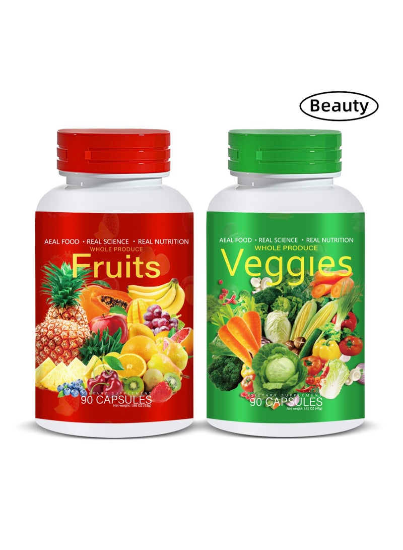Wins Town Fruits & Veggies AS-SEEN-ON-TV. Three Months Supply Nutritional Supplement, a Variety of Phytonutrients from 17 Fruits & 17 Vegetables with The Benefits of B12,Vitamins Minerals Zero Carbs,Total 180 Capsules - Image 1
