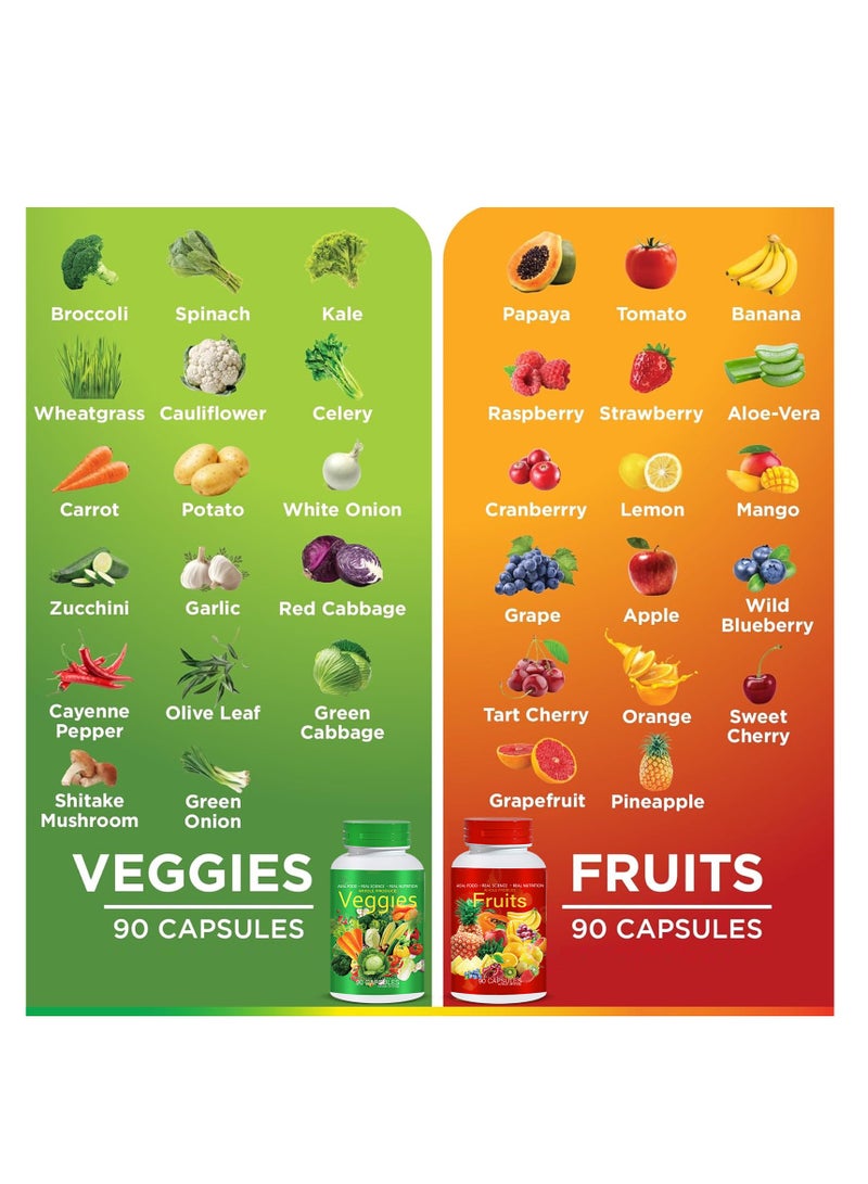 Wins Town Fruits & Veggies AS-SEEN-ON-TV. Three Months Supply Nutritional Supplement, a Variety of Phytonutrients from 17 Fruits & 17 Vegetables with The Benefits of B12,Vitamins Minerals Zero Carbs,Total 180 Capsules - Image 3