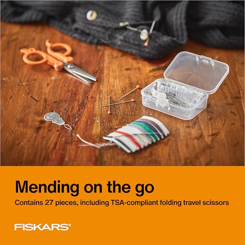 Fiskars Sewing Kit, Gifts for Mom, 27-Piece Travel Sewing Set with Case, Orange - Image 3