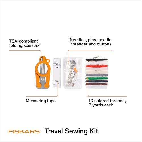 Fiskars Sewing Kit, Gifts for Mom, 27-Piece Travel Sewing Set with Case, Orange - Image 2