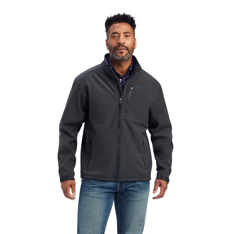 ARIAT Men's Logo 2.0 Patriot Softshell Water Resistant Jacket, Charcoal, Size XX-Large
