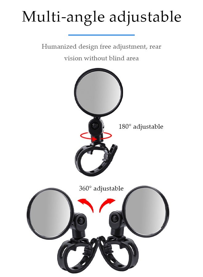 DUNISO قطعتان من مرآة دراجة بخارية، مرآة مقعرة بزاوية واسعة من ABS، مرآة جانبية للركوب، مع مشبك مطاطي، قابلة للتعديل والدوران، مناسبة لمعظم الدراجات الهوائية والسكوترات الكهربائية، 14 * 8 سم، سوداء - Image 5