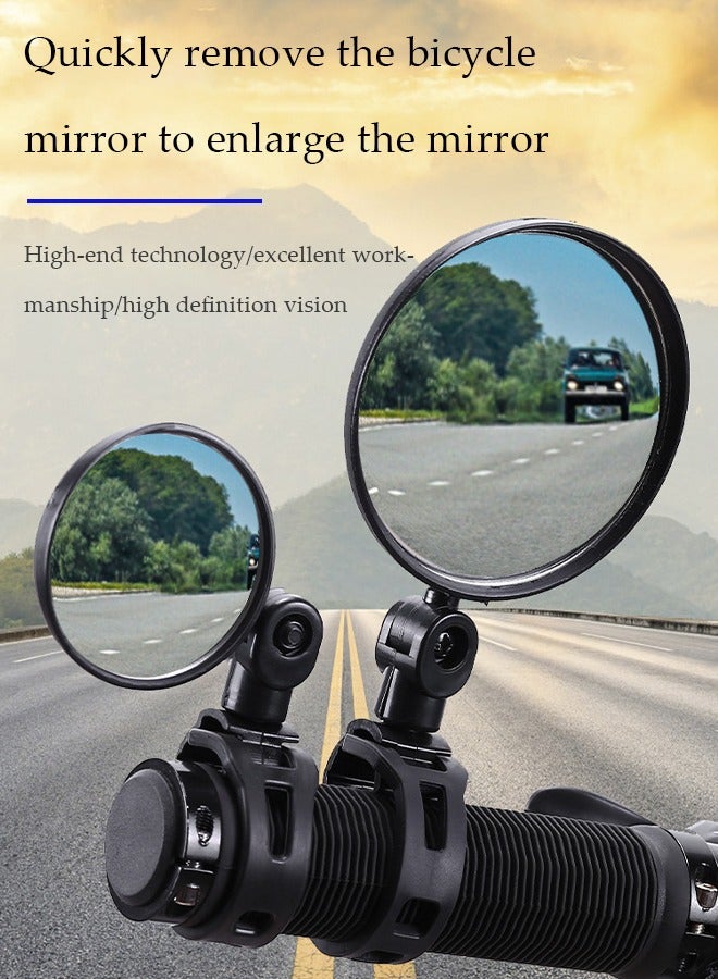 DUNISO قطعتان من مرآة دراجة بخارية، مرآة مقعرة بزاوية واسعة من ABS، مرآة جانبية للركوب، مع مشبك مطاطي، قابلة للتعديل والدوران، مناسبة لمعظم الدراجات الهوائية والسكوترات الكهربائية، 14 * 8 سم، سوداء - Image 3
