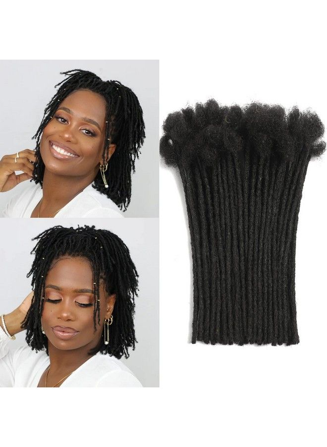 Vlliyava 4 Inch Loc Extension Human Hair 30 Strands 0.2Cm Width 100% Full Handmade Permanent Loc Extension Human Hair For Women/Men Can Be Dyed Bleached Curled (Width 0.2Cm Natual Black) - Image 1