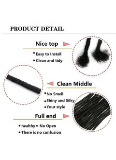 Vlliyava 4 Inch Loc Extension Human Hair 30 Strands 0.2Cm Width 100% Full Handmade Permanent Loc Extension Human Hair For Women/Men Can Be Dyed Bleached Curled (Width 0.2Cm Natual Black)  - Image 3