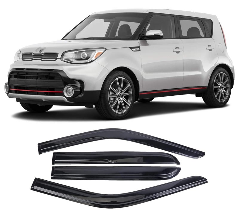 WONSABON TapeOn Window Visors Deflectors Rain Guards 4 Piece Set Compatible with 20142019 Kia Soul 94367