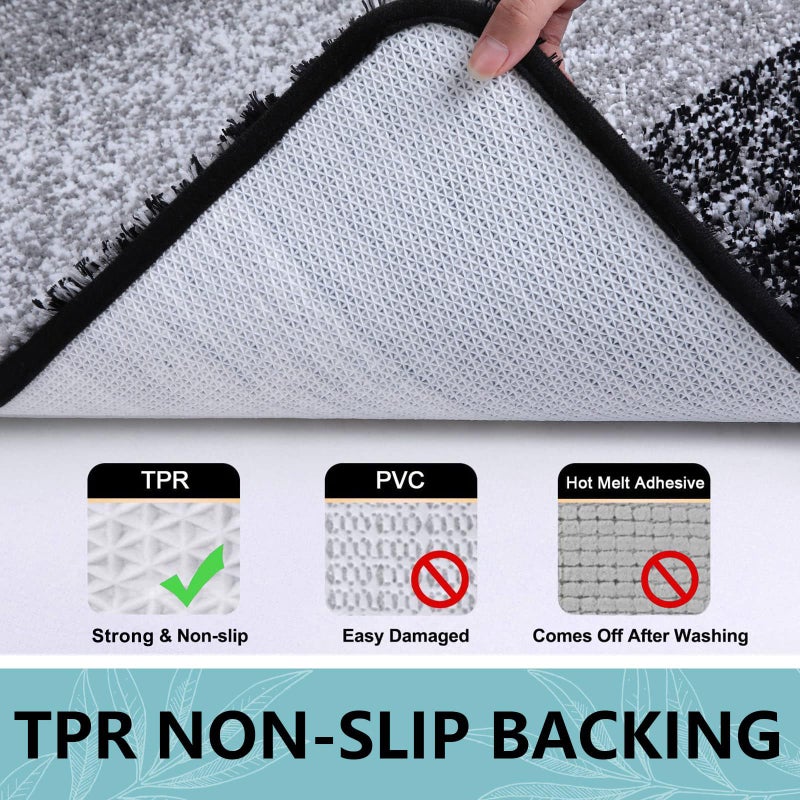 Arotive Arotive Bathroom Rugs Sets 2 Piece  Shaggy Soft and Absorbent Microfiber Bath Rugs and U-Shaped Contour Toilet Rug  Non-Slip  Machine Washable Dry Bath Mats for Bathroom (24""x16""+24""x20""  Black)  - Image 4