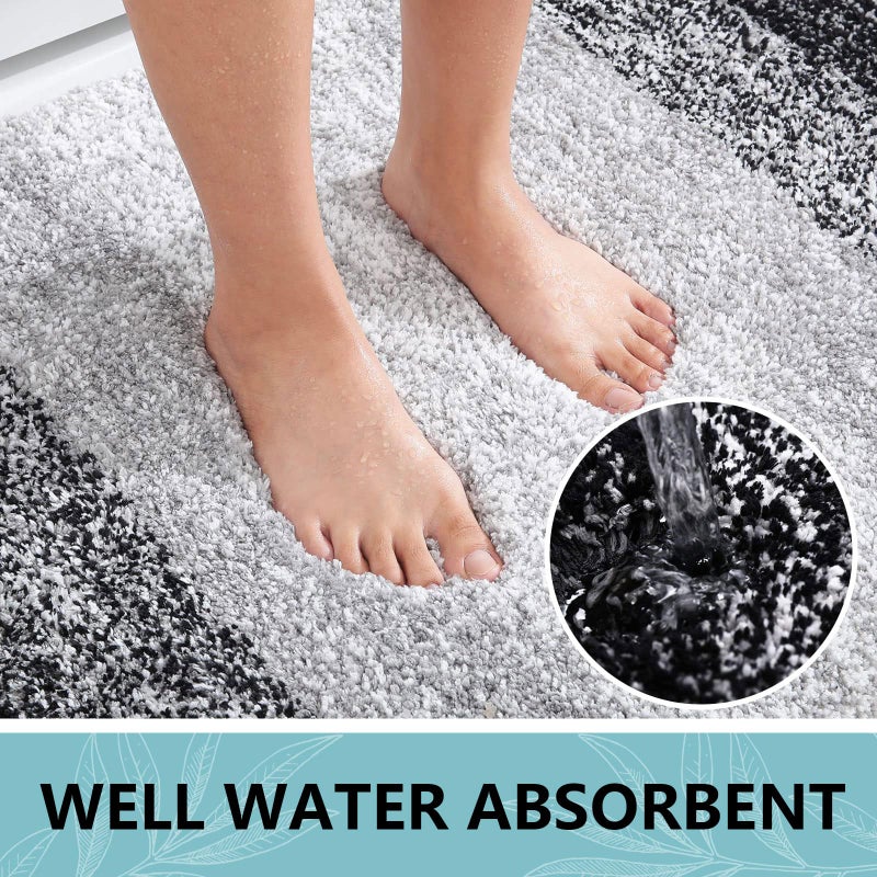 Arotive Arotive Bathroom Rugs Sets 2 Piece  Shaggy Soft and Absorbent Microfiber Bath Rugs and U-Shaped Contour Toilet Rug  Non-Slip  Machine Washable Dry Bath Mats for Bathroom (24""x16""+24""x20""  Black)  - Image 2