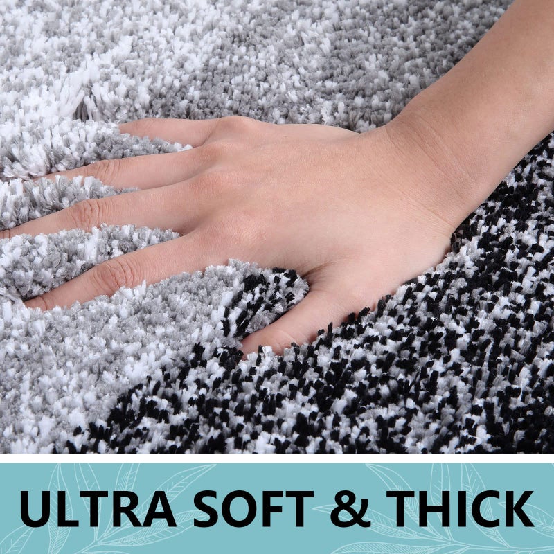 Arotive Arotive Bathroom Rugs Sets 2 Piece  Shaggy Soft and Absorbent Microfiber Bath Rugs and U-Shaped Contour Toilet Rug  Non-Slip  Machine Washable Dry Bath Mats for Bathroom (24""x16""+24""x20""  Black)  - Image 3