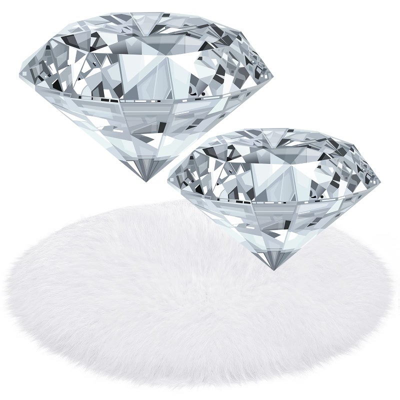 Tatuo 2 Pieces Crystal Diamond Paperweight 60 mm 80 mm Nail Art Hand Rest Pad Nail Backgrounds for Pictures with 12 Inch Artificial Sheepskin Cushion Faux Fur Seat Cover for Photography Wedding Home Decor - Image 2