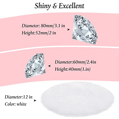 Tatuo 2 Pieces Crystal Diamond Paperweight 60 mm 80 mm Nail Art Hand Rest Pad Nail Backgrounds for Pictures with 12 Inch Artificial Sheepskin Cushion Faux Fur Seat Cover for Photography Wedding Home Decor - Image 3