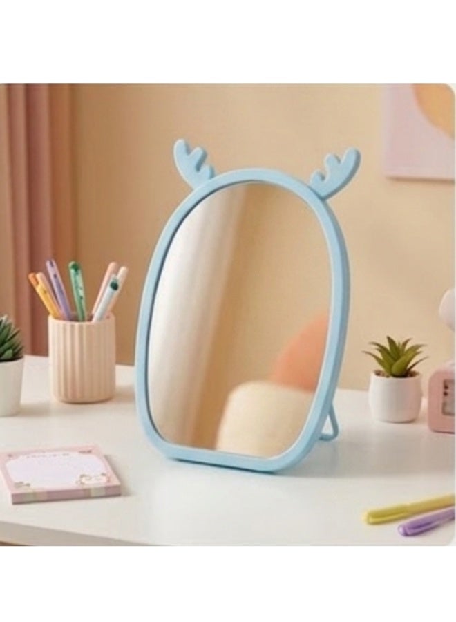 Happy Home Magnifying Makeup Mirror with Adjustable Stand – Cartoon Shaped Vanity Countertop Mirror for Bathroom Dressing Table Barber and Beauty Salon Use – Natural Reflection Cosmetic Mirror for Precise Makeup Skincare Hair Styling Portable and Lightweight Design for Daily Use – 15×13 CM -Light Blue - Image 4