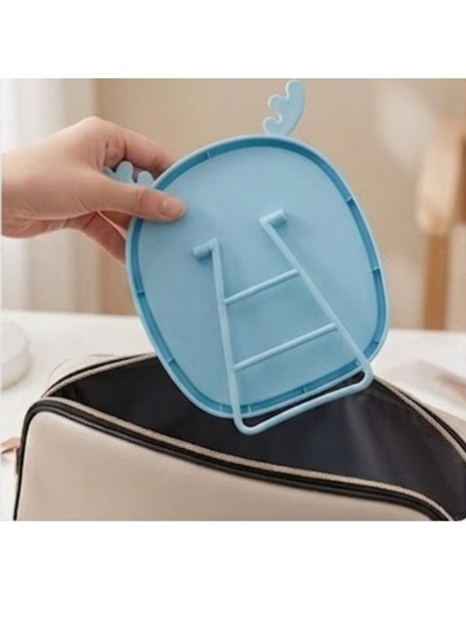 Happy Home Magnifying Makeup Mirror with Adjustable Stand – Cartoon Shaped Vanity Countertop Mirror for Bathroom Dressing Table Barber and Beauty Salon Use – Natural Reflection Cosmetic Mirror for Precise Makeup Skincare Hair Styling Portable and Lightweight Design for Daily Use – 15×13 CM -Light Blue - Image 2