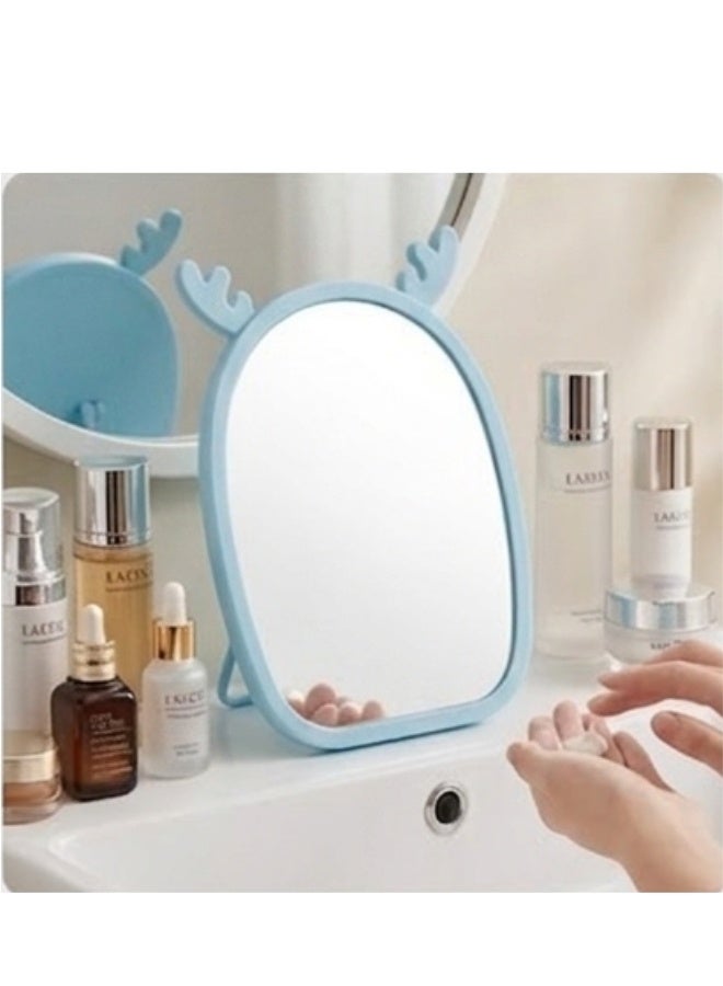 Happy Home Magnifying Makeup Mirror with Adjustable Stand – Cartoon Shaped Vanity Countertop Mirror for Bathroom Dressing Table Barber and Beauty Salon Use – Natural Reflection Cosmetic Mirror for Precise Makeup Skincare Hair Styling Portable and Lightweight Design for Daily Use – 15×13 CM -Light Blue - Image 3