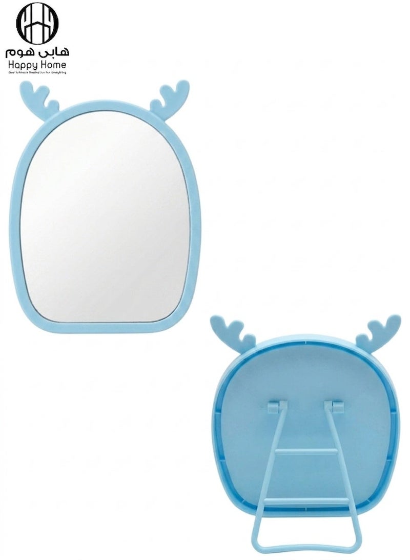 Happy Home Magnifying Makeup Mirror with Adjustable Stand – Cartoon Shaped Vanity Countertop Mirror for Bathroom Dressing Table Barber and Beauty Salon Use – Natural Reflection Cosmetic Mirror for Precise Makeup Skincare Hair Styling Portable and Lightweight Design for Daily Use – 15×13 CM -Light Blue - Image 5