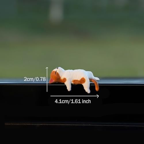 Qiwen 6 Pcs Cat Car Decor Dashboard Accessories, Mini Cat Figurines Cute Car Rear View Mirror Gifts for Office Car Home Decor, Funny Computer Monitor Desk Decorations for Women Girl - Image 2