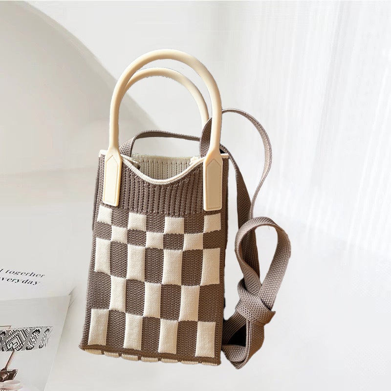 Mobile Phone Bag Square Knitted Handbag Hand Gift Crossbody Bag Flying Woven High Elastic Play Bag