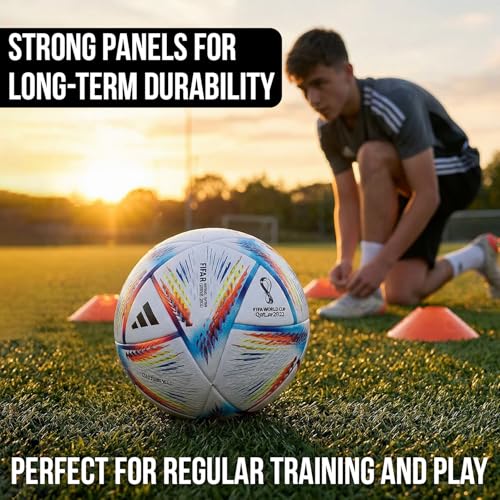 Kizlo Official Size 5 Football with Pump & Pin | PU Leather Training Soccer Ball for Ground, Turf & Street Play | High Grip & Air Retention for Kids, Youth & Adults | Multicolor Qatar Edition - Image 5