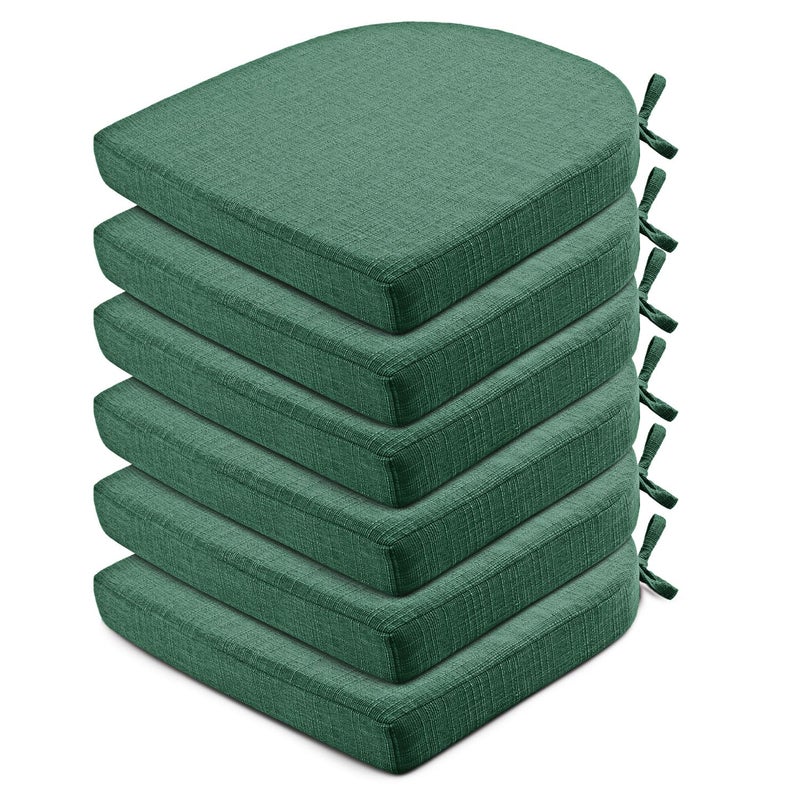 Wellsin Chair Cushions for Dining Chairs 6 Pack  Kitchen Chair Cushions with Ties and NonSlip Backing  Dining Chair Pads 16X16X2 Dark Green