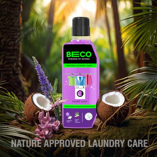 Beco Natural Liquid Detergent Front Load - 5L Bottle| Tough Stain Removal | Lavender & Vanilla Freshness | Retains Brightness & Shine | Chemical Free | Front Load Washing Machine Liquid - Image 4