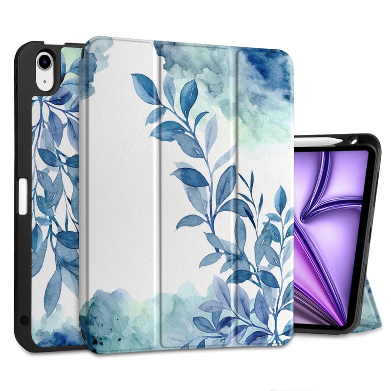 DONGKE for iPad Air 11 Inch Case M3 2025 / M2 2024 & iPad Air 5th 2022 / 4th Generation 2020 10.9 Inch, Ultra Thin Soft TPU Back Cover with Pencil Holder Support Auto Wake/Sleep, Blue Floral - Image 1