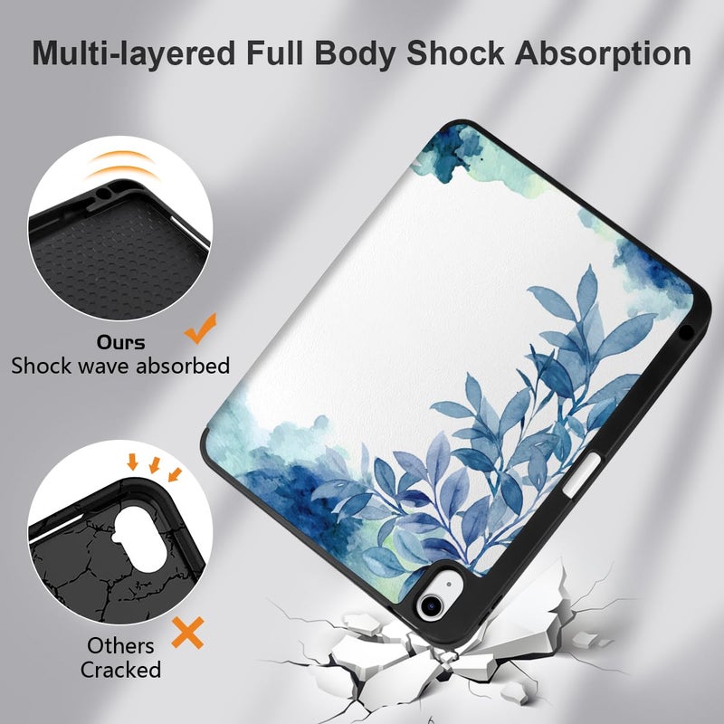 DONGKE for iPad Air 11 Inch Case M3 2025 / M2 2024 & iPad Air 5th 2022 / 4th Generation 2020 10.9 Inch, Ultra Thin Soft TPU Back Cover with Pencil Holder Support Auto Wake/Sleep, Blue Floral - Image 5