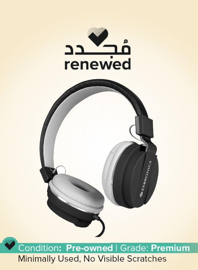 ZEBRONICS Renewed - Zeb-Storm On Ear Wired Headphone with Microphone and 3.5mm Jack (Black) - Image 1