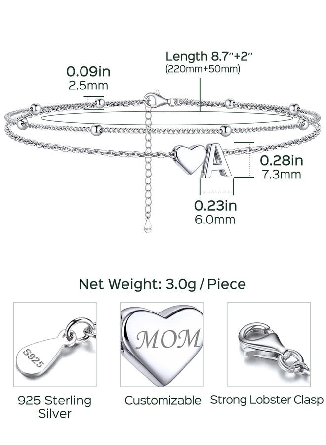 ChicSilver Sterling Silver Anklets for Women Hypoallergenic Womens Ankle Bracelets Layered Initial Anklet for Women Dainty Heart Anklet With Letter A - Image 5