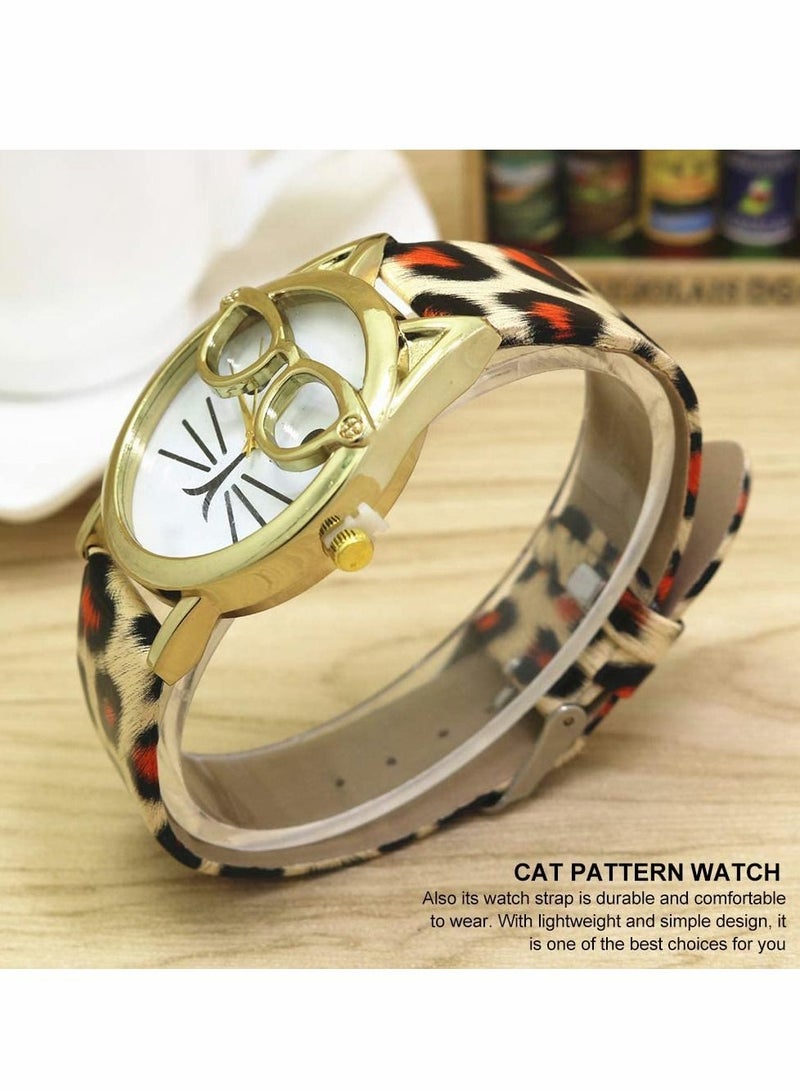 Excefore Women Watch - Leopard Wristwatch Novelty Cute Watch Cartoon Lovely Kawaii Watch Pu Leather Strap Watch Quartz Watch - Image 3