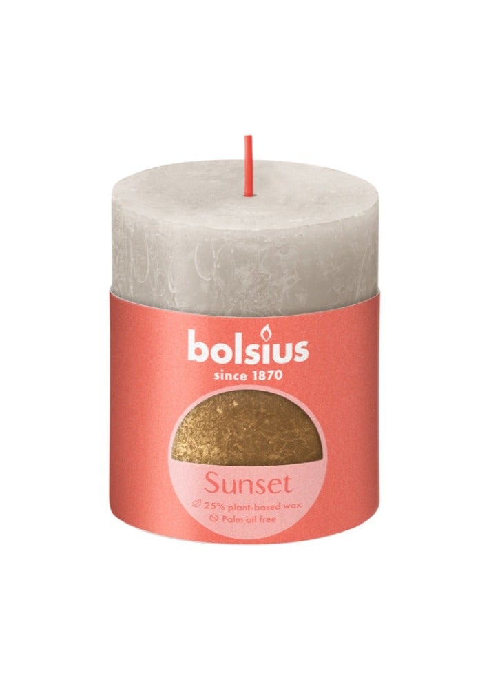 BOLSIUS Sunset Pillar Candle Double Tone Gold And White - Image 1