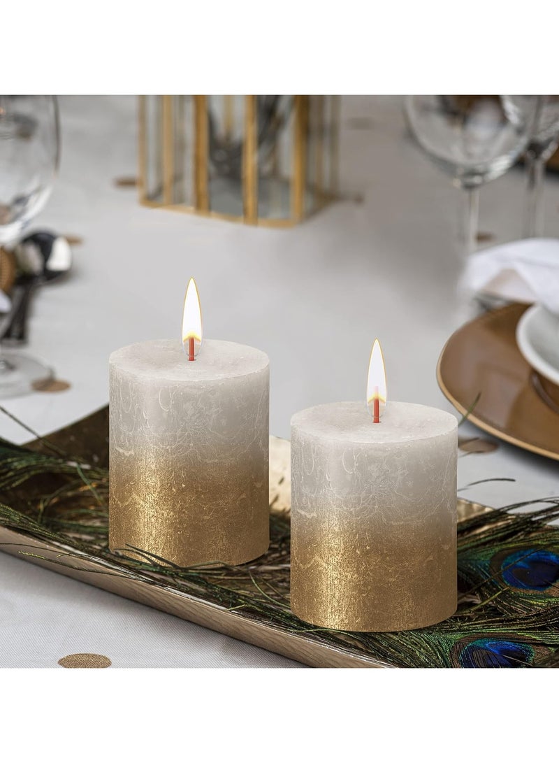 BOLSIUS Sunset Pillar Candle Double Tone Gold And White - Image 5
