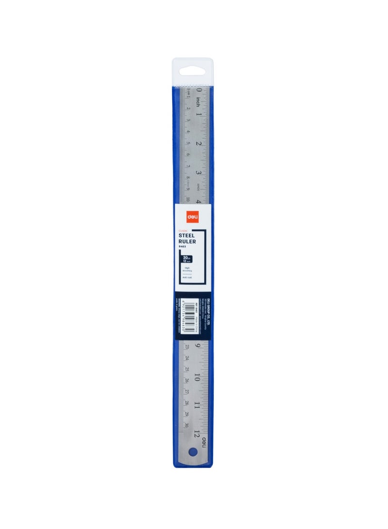 Deli E8463 Steel Ruler, 30cm (12 Inch) with Metric and Inch Graduation Silver – Ideal for Precision Measuring Tasks - Image 2