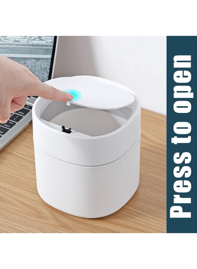 Mini Desk Trash Can with Lid with Trash Bags 180 pcs Press-Top 0.5 Gallon Tiny Countertop Waste Basket Small Table Top Plastic Covered Garbage Bin for Desk Top - Image 4