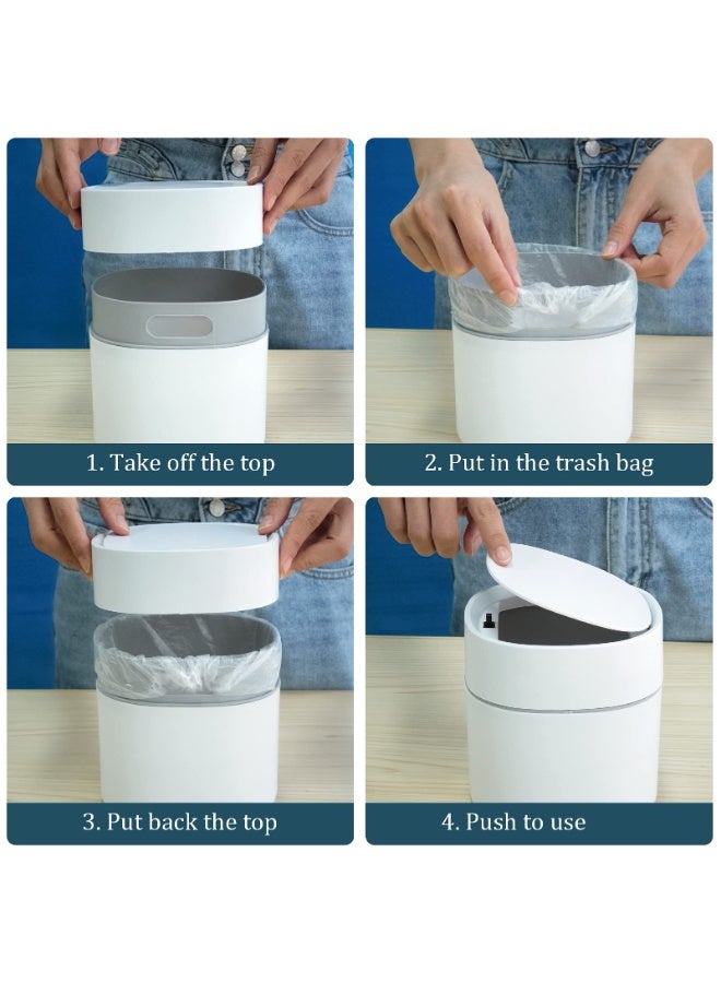 Mini Desk Trash Can with Lid with Trash Bags 180 pcs Press-Top 0.5 Gallon Tiny Countertop Waste Basket Small Table Top Plastic Covered Garbage Bin for Desk Top - Image 5