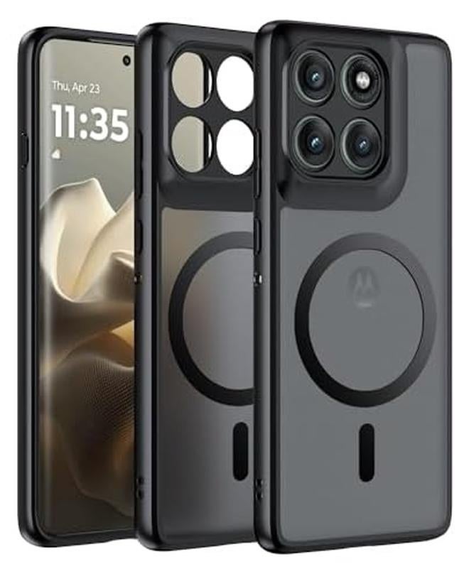 Magnetic for Motorola Edge 60 Stylus Case, [Compatible with Mag-Safe] [Anti-Scratch] Slim Translucent Matte Back Soft Bumper Phone Case Cover for Moto Edge 60 Stylus 5G,Black - Image 1