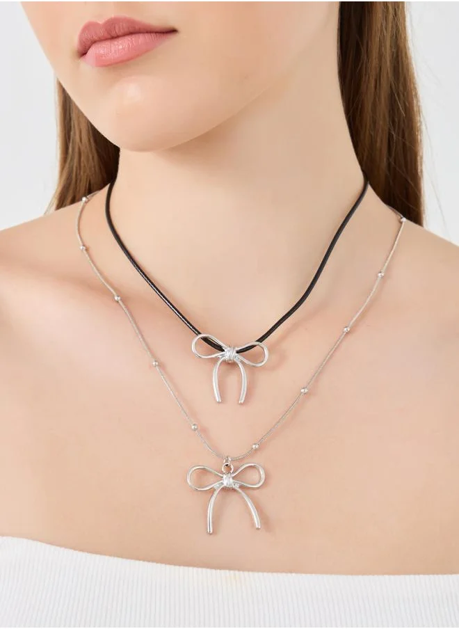 ستايلي Styli Set of 2 - Ribbon Pendant Necklace