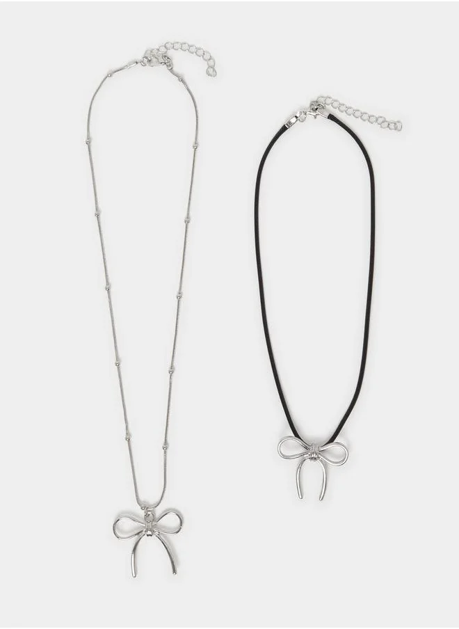 ستايلي Styli Set of 2 - Ribbon Pendant Necklace